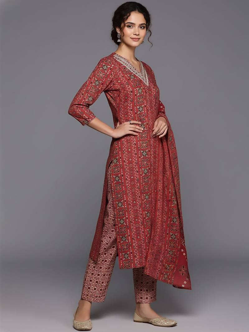 Women Ethnic Motifs Printed Regular Kurta with Trousers & With Dupatta