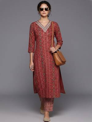 Women Ethnic Motifs Printed Regular Kurta with Trousers & With Dupatta 6