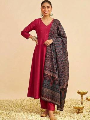 Women Ethnic Motifs Regular Kurta with Trousers & With Dupatta 1