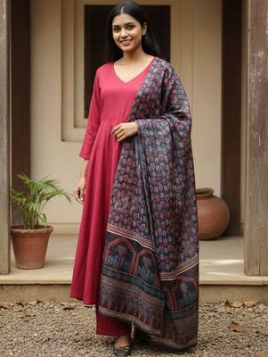 Women Ethnic Motifs Regular Kurta with Trousers & With Dupatta 6