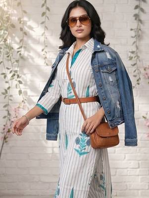 Women Striped Regular Kurta with Trousers 6
