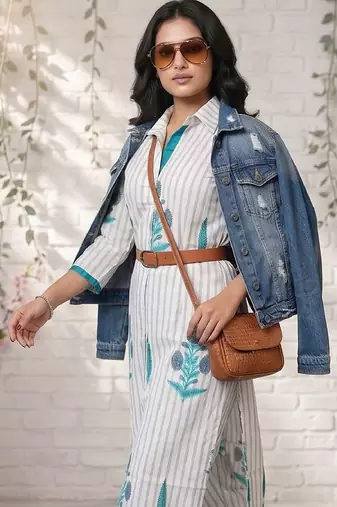 Women Striped Regular Kurta with Trousers