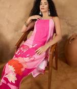 Women Spaghetti strap floral kurta with trousers