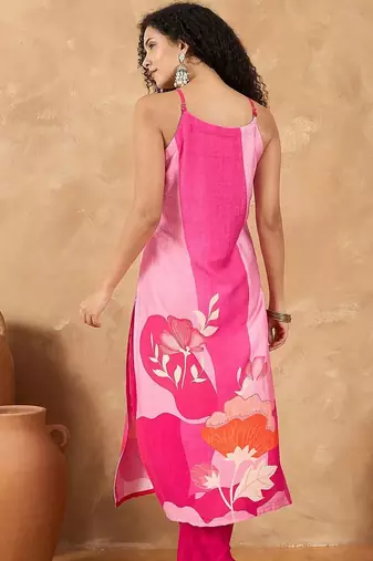 Women Spaghetti strap floral kurta with trousers