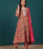 Women Floral Printed Regular Kurta with Dhoti Pants & With Dupatta