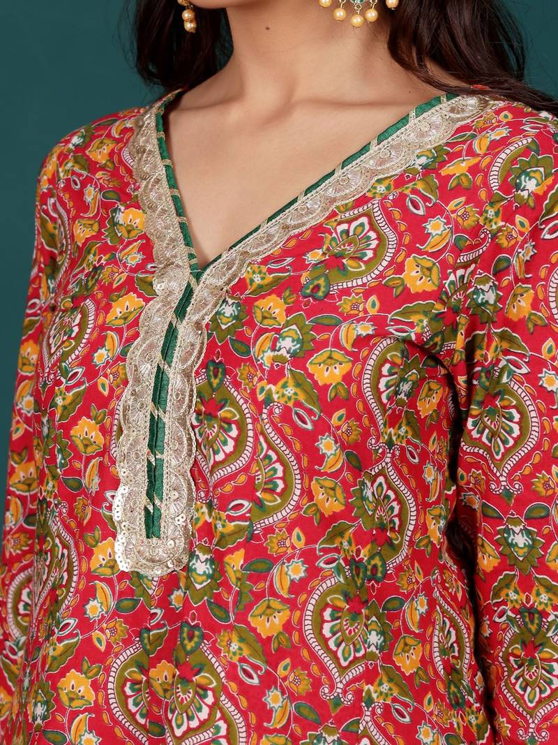 Women Floral Printed Regular Kurta with Dhoti Pants & With Dupatta