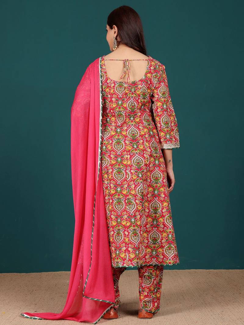 Women Floral Printed Regular Kurta with Dhoti Pants & With Dupatta