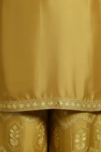 Women Ethnic Motifs Embroidered Regular Thread Work Silk Crepe Kurta with Palazzos & With Dupatta