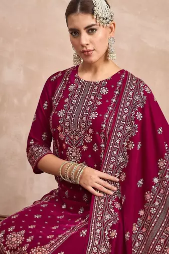 Women Ethnic Motifs Embroidered Kurta with Trousers & Dupatta