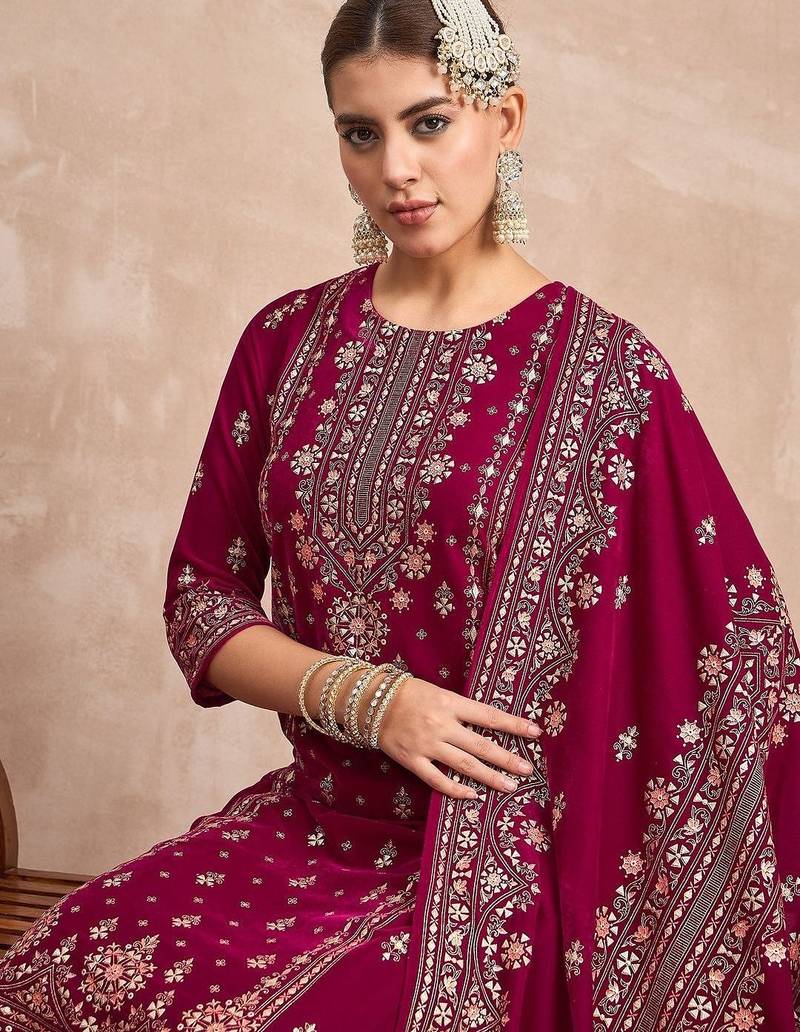 Women Ethnic Motifs Embroidered Kurta with Trousers & Dupatta