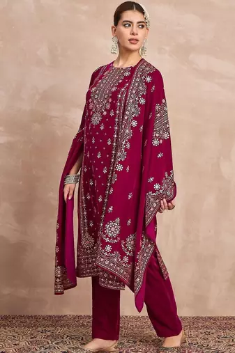 Women Ethnic Motifs Embroidered Kurta with Trousers & Dupatta