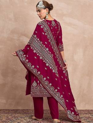 Women Ethnic Motifs Embroidered Kurta with Trousers & Dupatta 5