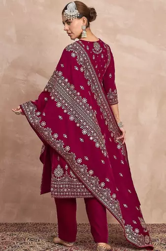 Women Ethnic Motifs Embroidered Kurta with Trousers & Dupatta