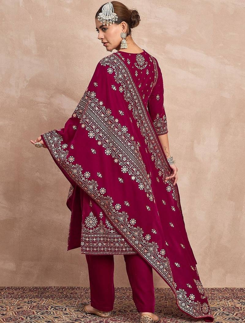 Women Ethnic Motifs Embroidered Kurta with Trousers & Dupatta