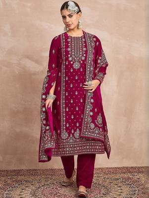 Women Ethnic Motifs Embroidered Kurta with Trousers & Dupatta 6