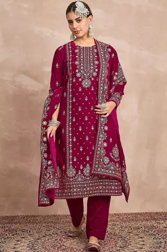 Women Ethnic Motifs Embroidered Kurta with Trousers & Dupatta