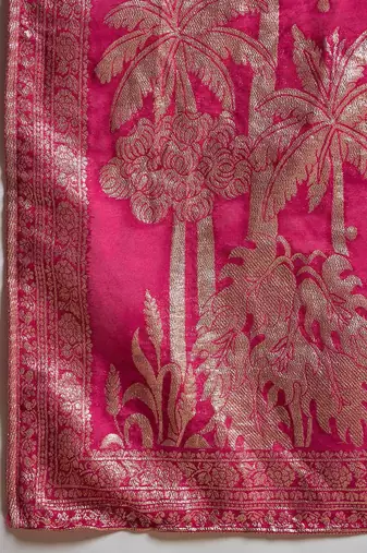 Floral Yoke Design Beads And Stones Kurta With Trousers & Dupatta