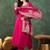 Floral Yoke Design Beads And Stones Kurta With Trousers & Dupatta