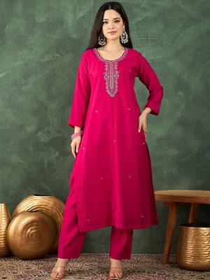 Floral Yoke Design Beads And Stones Kurta With Trousers & Dupatta 7