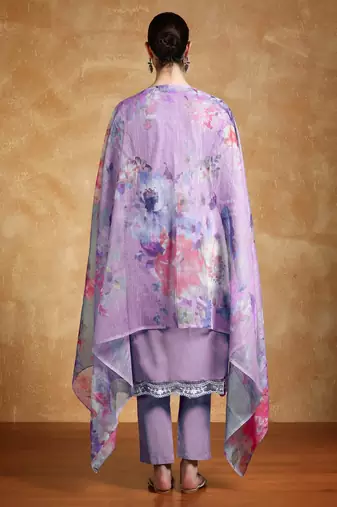 Women Floral Embroidered Kantha Work Pure Cotton Kurta Trousers & With Dupatta