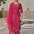 Floral Embroidered Thread Work Straight Kurta With Trousers And Dupatta