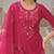 Floral Embroidered Thread Work Straight Kurta With Trousers And Dupatta