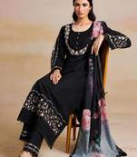 Floral Embroidered Thread Work Pure Cotton Straight Kurta With Trouser And Dupatta