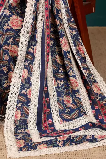 Women Ethnic Motifs Printed Regular Thread Work Pure Cotton Kurta with Trousers & With Dupatta