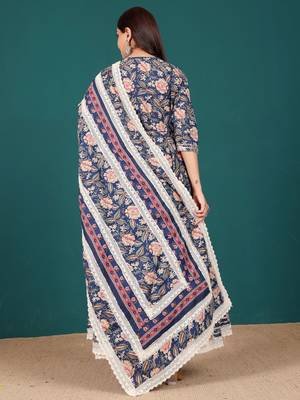 Women Ethnic Motifs Printed Regular Thread Work Pure Cotton Kurta with Trousers & With Dupatta 7