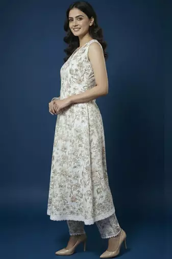 Women Floral Printed Regular Kurta with Trousers
