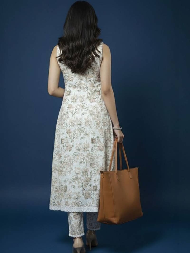 Women Floral Printed Regular Kurta with Trousers