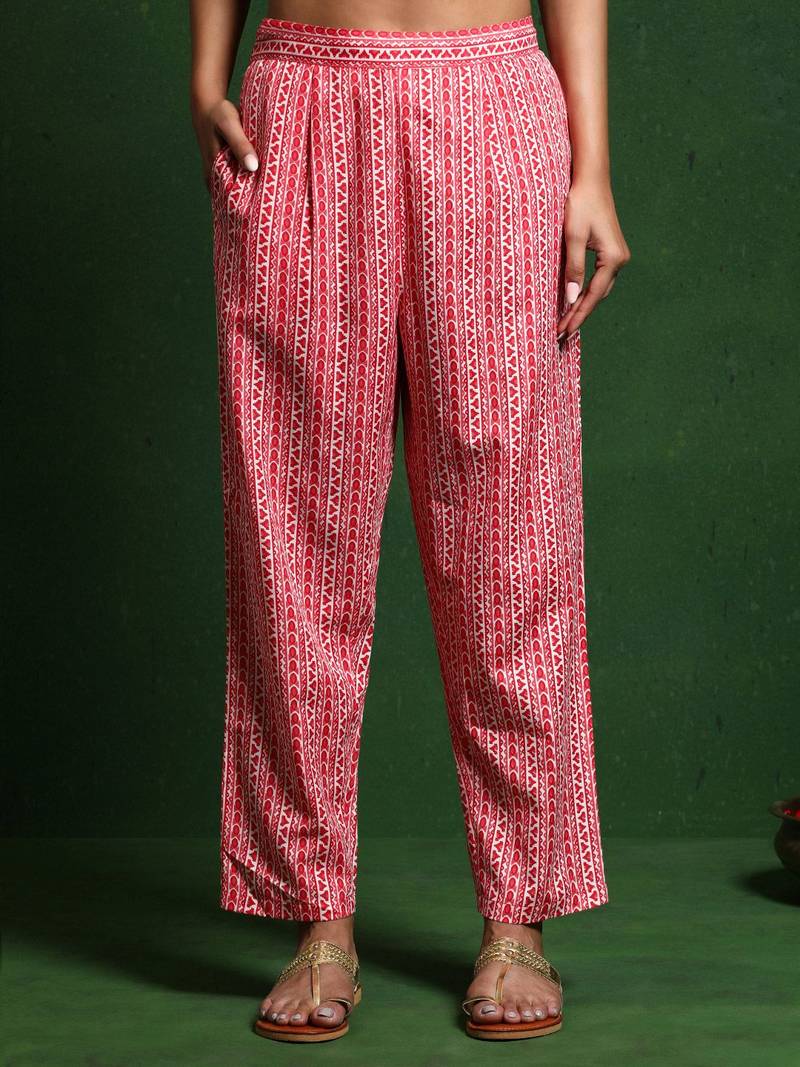 Bandhani Printed V-Neck Kurta With Trouser & Dupatta