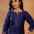 Navy Blue Ethnic Motifs Woven Design Thread Work Kurta With Trouser