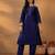 Navy Blue Ethnic Motifs Woven Design Thread Work Kurta With Trouser