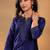 Navy Blue Ethnic Motifs Woven Design Thread Work Kurta With Trouser