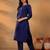 Navy Blue Ethnic Motifs Woven Design Thread Work Kurta With Trouser