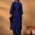 Navy Blue Ethnic Motifs Woven Design Thread Work Kurta With Trouser