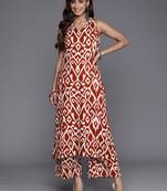 Ethnic Motifs Printed V-Neck Sleeveless Regular Pure Cotton Kurta With Palazzo