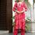 V-Neck Thread & Sequins Embellished Straight Kurta With Trouser & Chiffon Dupatta