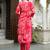 V-Neck Thread & Sequins Embellished Straight Kurta With Trouser & Chiffon Dupatta