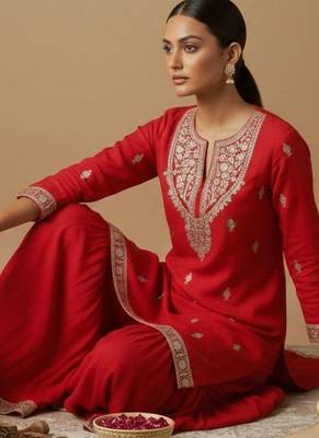 Women Ethnic Motifs Embroidered Regular Kurta with Sharara & With Dupatta 2