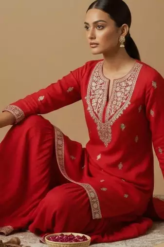 Women Ethnic Motifs Embroidered Regular Kurta with Sharara & With Dupatta
