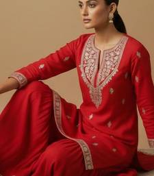 Women Ethnic Motifs Embroidered Regular Kurta with Sharara & With Dupatta