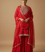 Women Ethnic Motifs Embroidered Regular Kurta with Sharara & With Dupatta