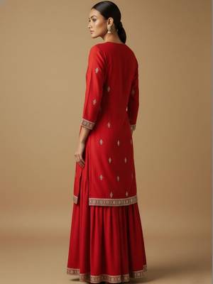 Women Ethnic Motifs Embroidered Regular Kurta with Sharara & With Dupatta 6