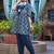 Mirror Work Yoke Embroidered A-Line Kurta With Tonal Afghan Trouser & Dupatta