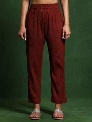Women Regular Silk Crepe Fusion Kurta with Trousers 7