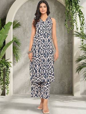 Women Ethnic Motifs Printed Regular Pure Cotton Kurta with Palazzos 1