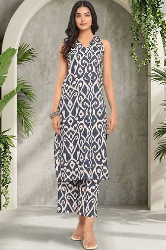 Women Ethnic Motifs Printed Regular Pure Cotton Kurta with Palazzos