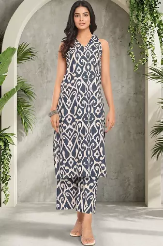 Women Ethnic Motifs Printed Regular Pure Cotton Kurta with Palazzos